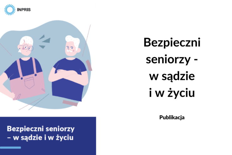 Banner z okładką publikacji pt. Bezpieczni seniorzy w sądzie i w życiu